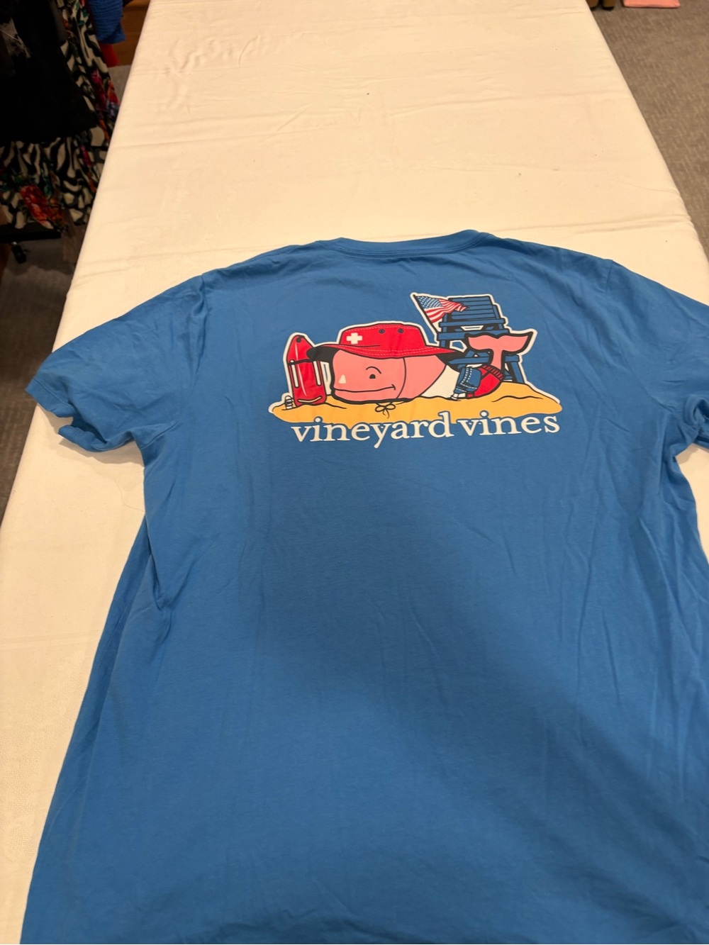 Vineyard Vines Blue Short-Sleeve Tee with Beach Whale Graphic